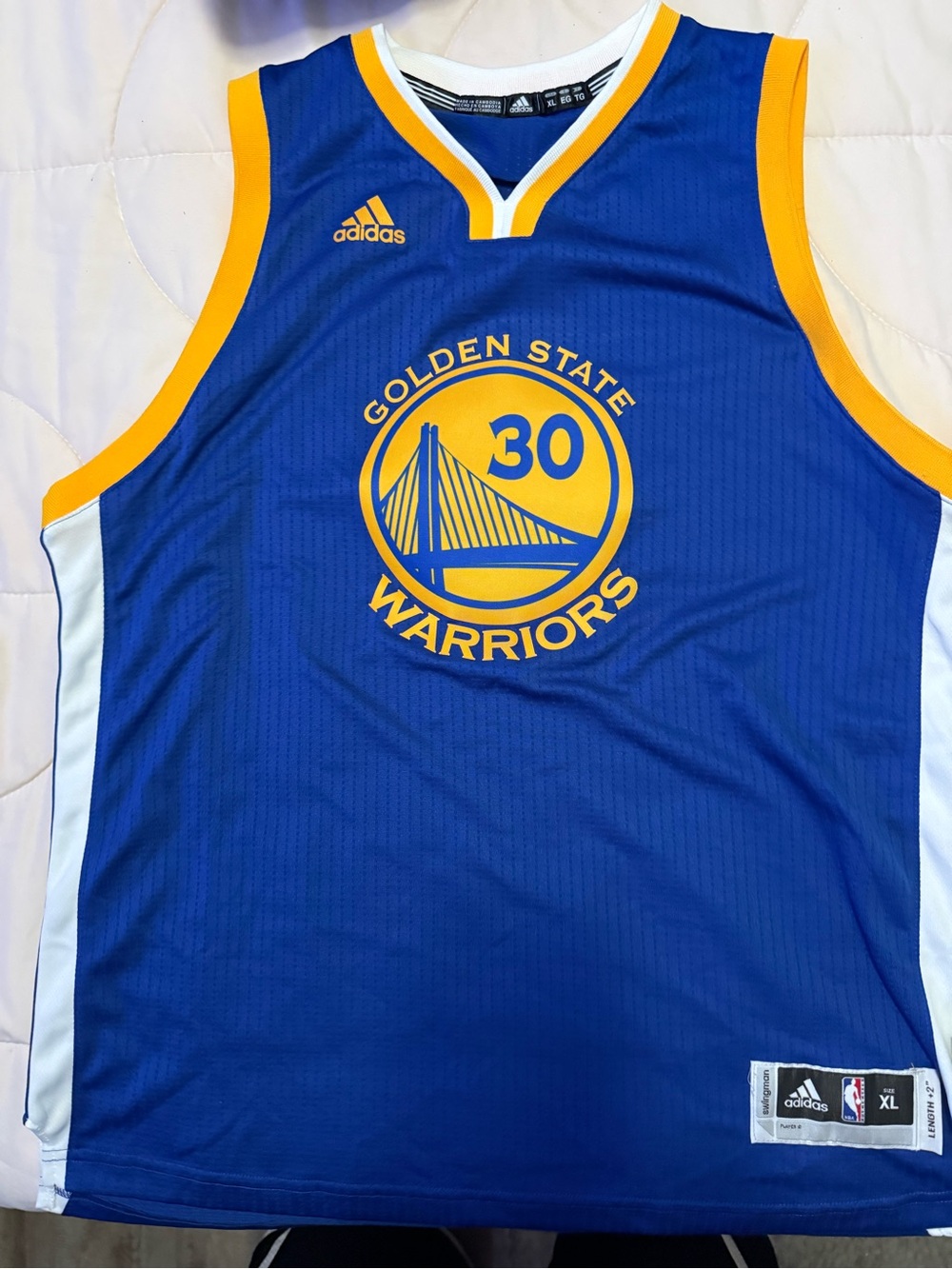 adidas Steph Curry Golden State Warriors Blue and Gold Basketball Jersey